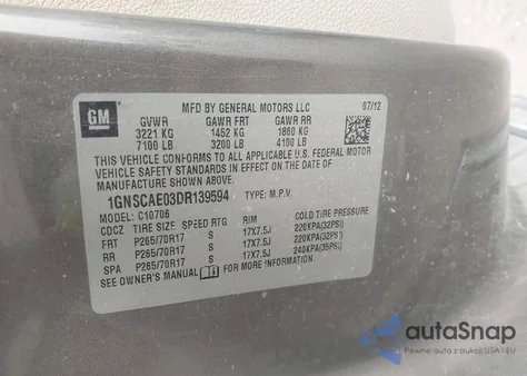 2013 Chevrolet Tahoe Ls из США, поврежденный, VIN 1GNSCAE03DR139594